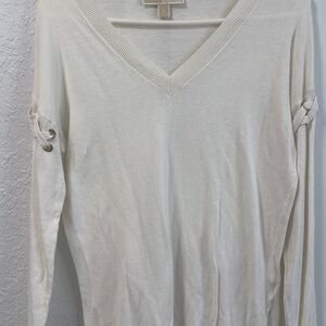 MICHAEL Michael Kors Ivory Long Sleeve V-Neck Top
